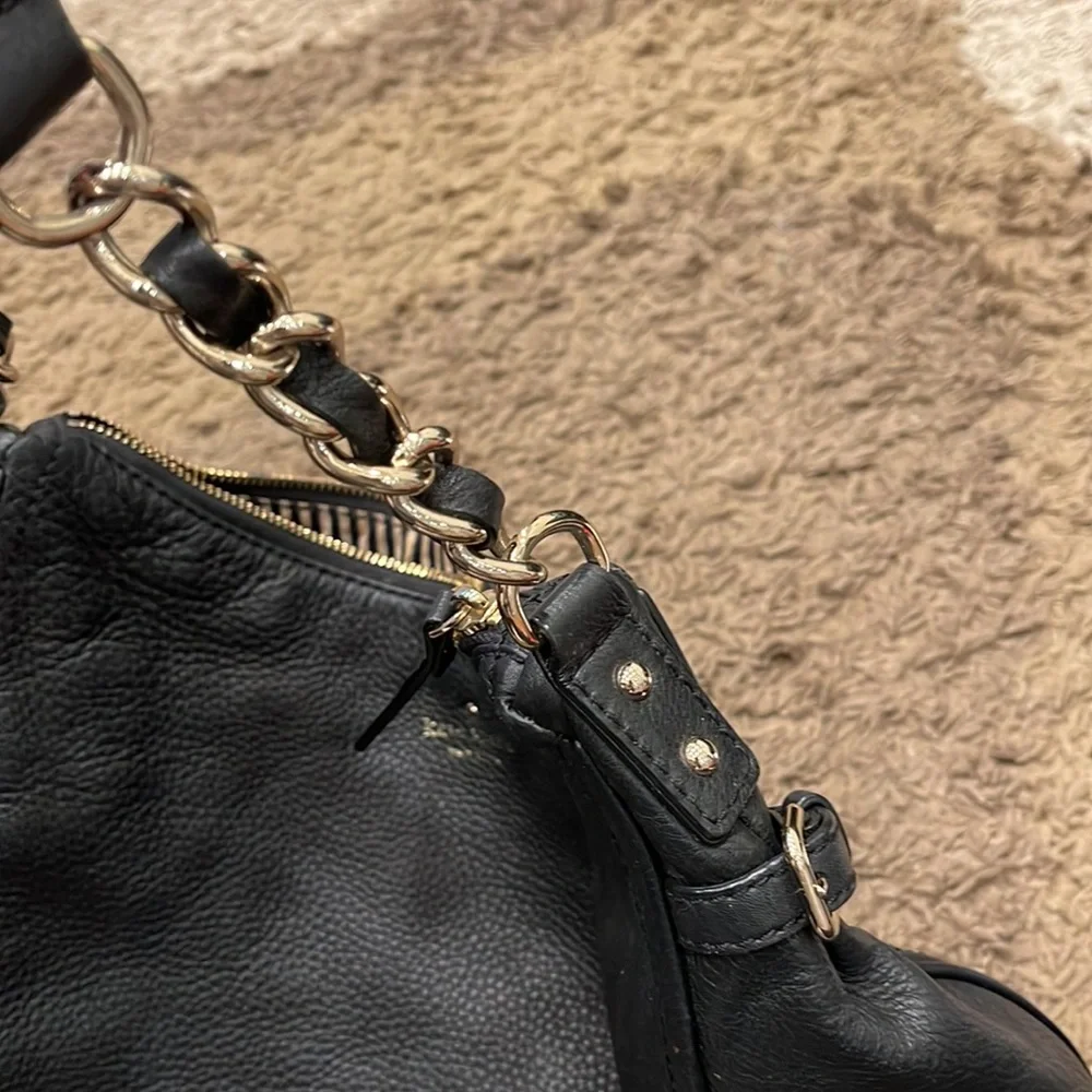 Kate Spade New York Black Grained Leather Shoulder Bag